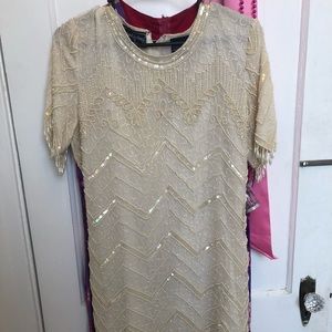 Vintage, 100% silk, beaded Flapper-style dress.